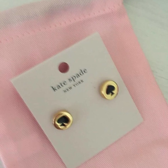 Kate Spade “Spade” Earrings Stud Black Gold - Picture 2 of 4